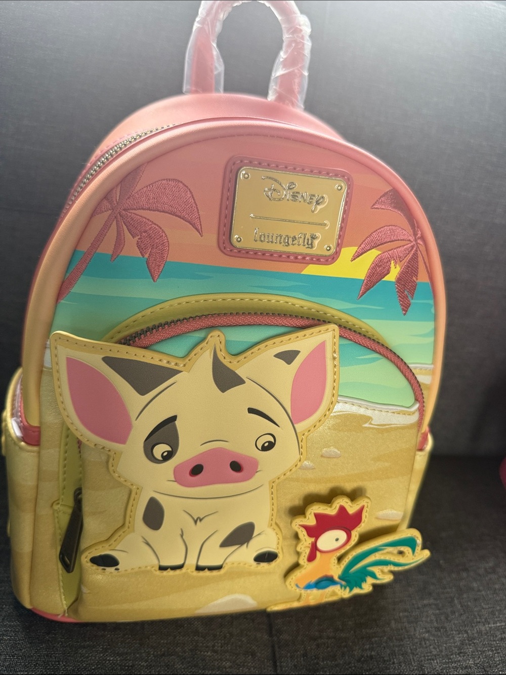 Loungefly Pink & Sand Moana Pua & Hei Hei Kids Mini Backpack